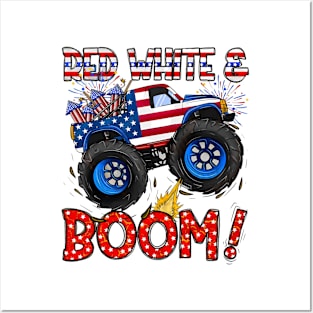 4th of July, Monster Truck, Patriotic Monster Truck, America, Red White and Boom Posters and Art